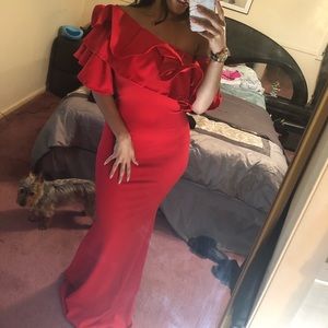 Red maxi dress